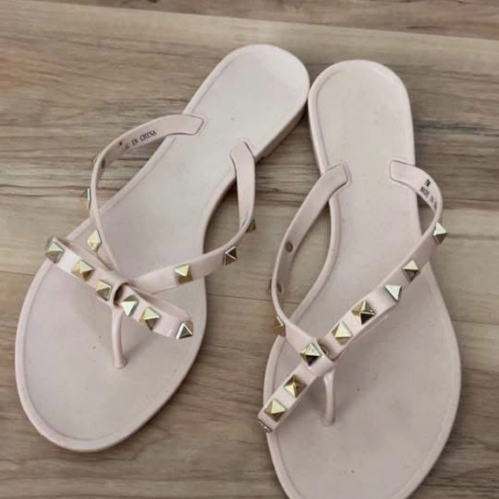 Steve Madden Cream Studded Thong Sandals - Picture 2 of 2